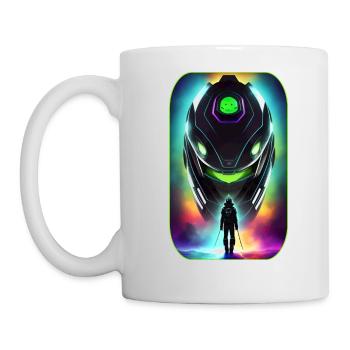 Dessin animé de science-fiction avec des extraterrestres et des astronautes - Mug blanc - blanc - Gauche