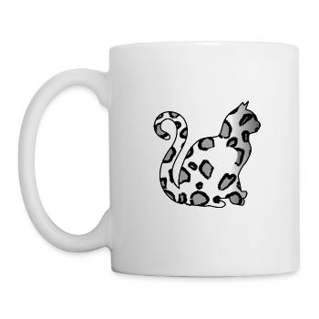 LEO Argent Chat Coeur Silhouette Amoureux des Chats Noir - Mug blanc - blanc - Gauche