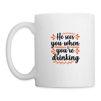 He sees you when - Mug - white - Left