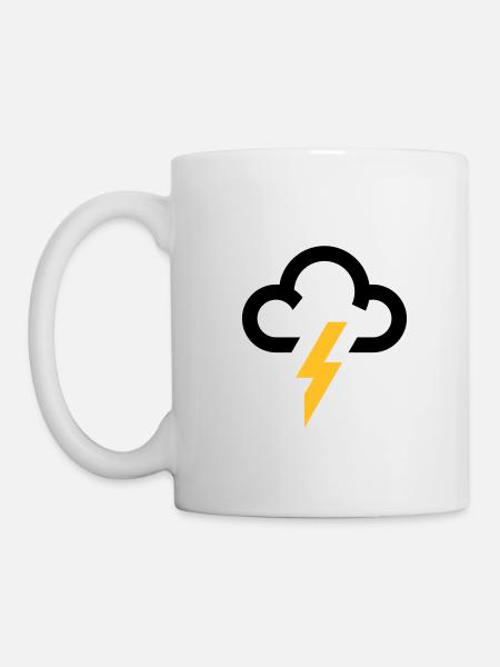 weather symbol thunder lightning cloud icon - Mug - white