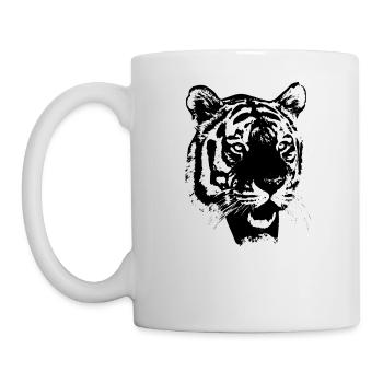 Un visage de tigre comme symbole de puissance et de force - Mug blanc - blanc - Gauche