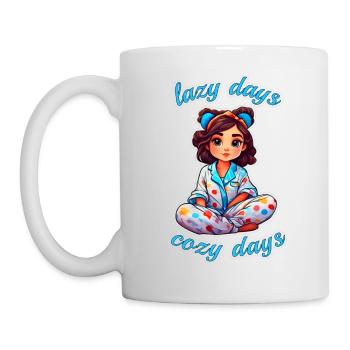 Anime Girl im Schlafanzug lazy days, cosy nights - Tasse - Weiß - Links
