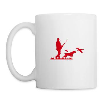 Entenjagd Jäger Jagdhund Waidmann in rot - Tasse - Weiß - Links