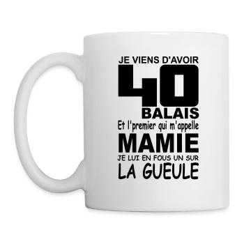 40 ans / anniversaire 40 ans / cadeau 40 ans - Mug blanc - blanc - Gauche