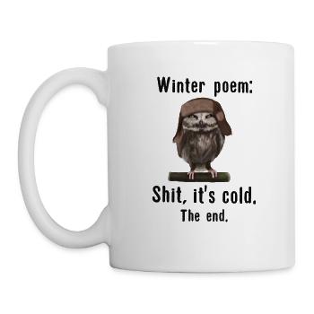 Hibou Uhu - Ushanka winter poem cold - Mug blanc - blanc - Gauche