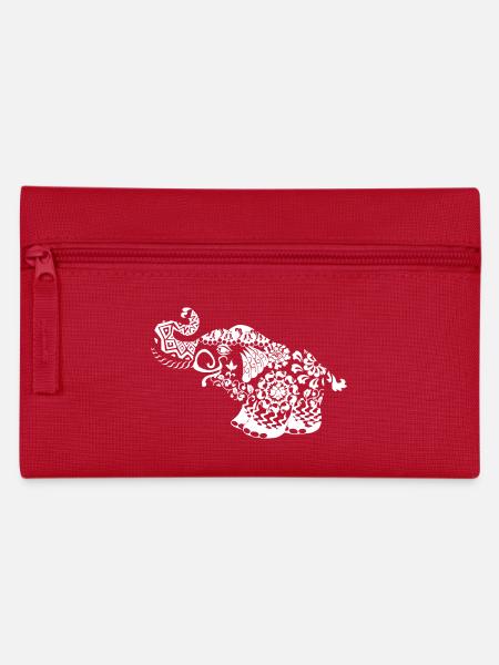 Elephant Blumenranken idée cadeau noir - Trousse - rouge