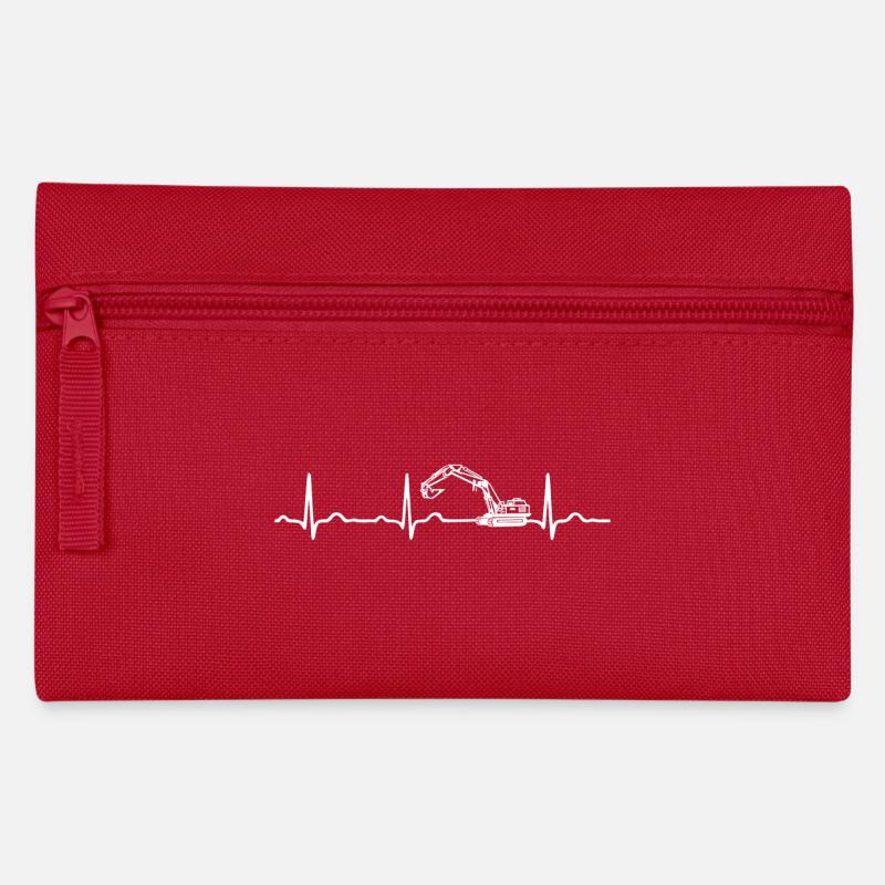 EKG HERZSCHLAG BAGGER White - Federtasche - Rot