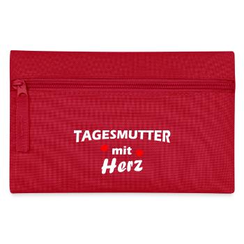 Tagesmutter mit Herz - weiß - Federtasche - Rot - Vorne