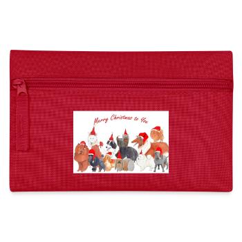 Chiens de Noël 1 autocollant - Trousse - rouge - Devant