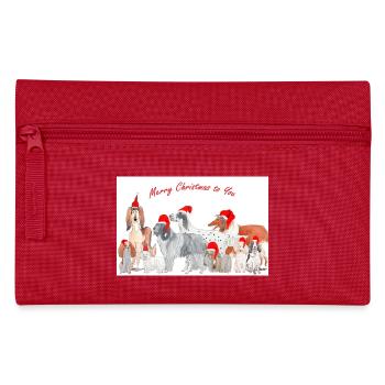 Weihnachtshunde 3 Aufkleber - Federtasche - Rot - Vorne