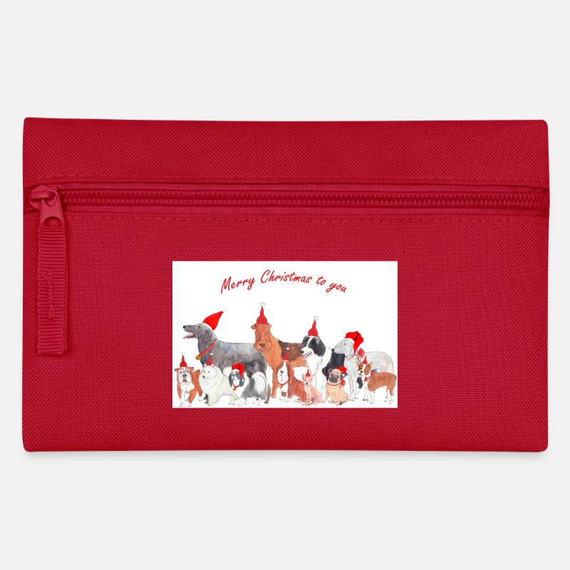 Weihnachtshunde 2 Aufkleber - Federtasche - Rot
