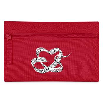 Gemusterte herzförmige Schlange - Federtasche - Rot - Vorne
