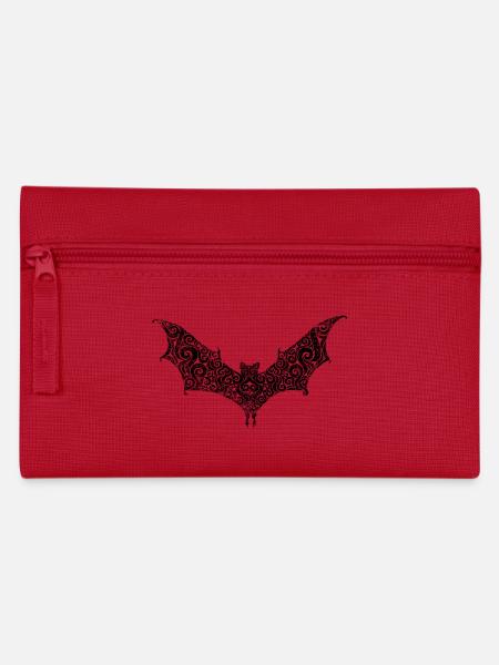 Fledermaus (verschnörkelt) - Federtasche - Rot