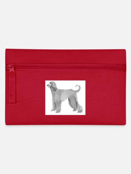 Afghan Hound Sticker No. 2 - Pencil Case - red