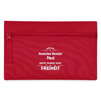 Hessisches Warmblut Pferd Geschenk - Federtasche - Rot - Vorne