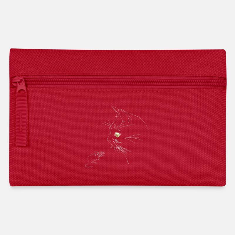 cat mouse eyes - Pencil Case - red