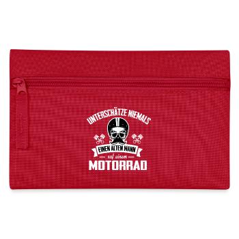 Alter Mann auf Motorrad Biker Opa T-Shirt - Federtasche - Rot - Vorne