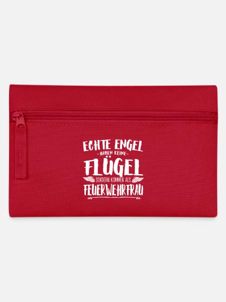 Feuerwehrfrau Tshirt-Engel - Federtasche - Rot