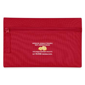Käse Veganer Käseliebe Spruch Geschenk Motto - Federtasche - Rot - Vorne