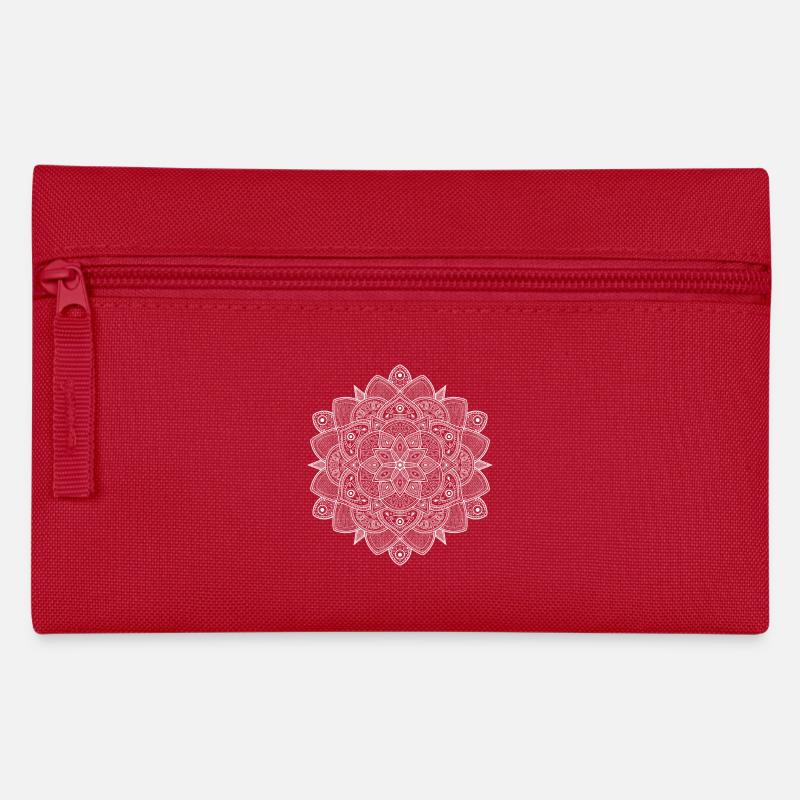 Mandala (weiß) - Federtasche - Rot