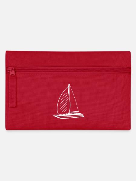 Sportliches Segelboot mit Segeln - Federtasche - Rot