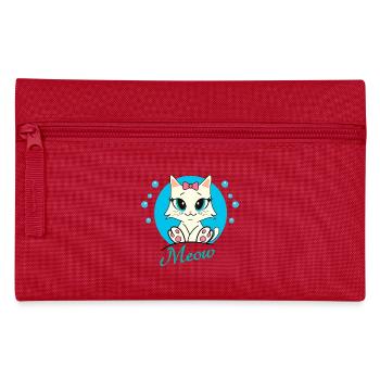 Niedliche Katze und ihre blauen Blasen - Federtasche - Rot - Vorne