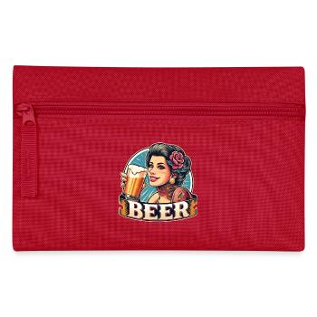 Retro Beer Beauty - Stylish Beer Lovers - Pencil Case - red - Front