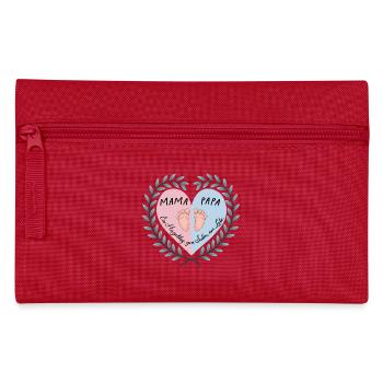 Herzschlag: Mama, Papa & Baby Design - Federtasche - Rot - Vorne