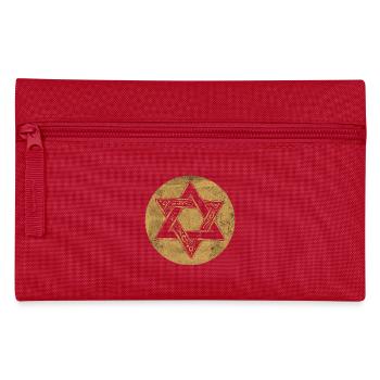 Étoile de David ornée en cercle doré - Trousse - rouge - Devant