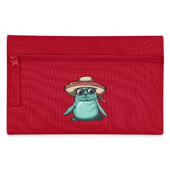Seal Animal Funny Sombrero - Pencil Case - red - Front