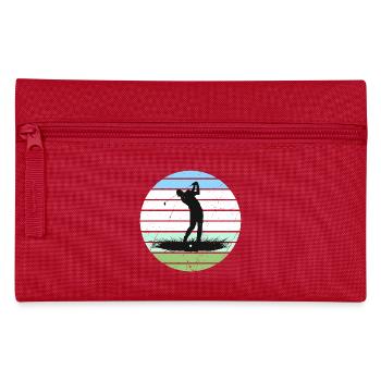Golf Silhouette im Retro Streifenkreis - Federtasche - Rot - Vorne