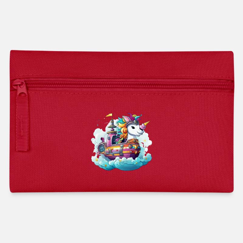 Bunter Einhorn-Schifftraum - Federtasche - Rot