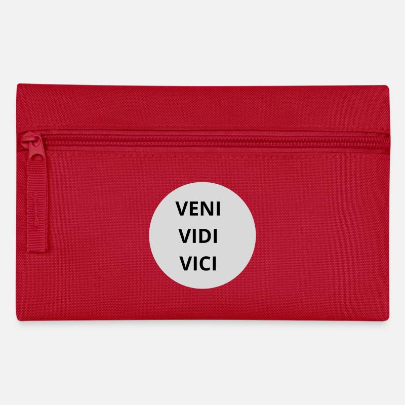 Veni Vidi Vici Three Line Circle Print - Pencil Case - red