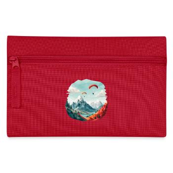 Paragliding Mountain Landscape Polygon Art - Pencil Case - red - Front