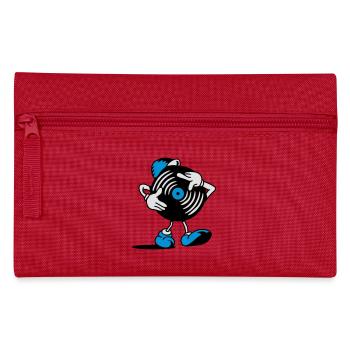 Schallplatte beim Scratchen - Federtasche - Rot - Vorne