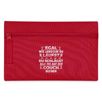 Laufen Läufer Lauf Shirt T-Shirt Egal Wie Langsam - Federtasche - Rot - Vorne