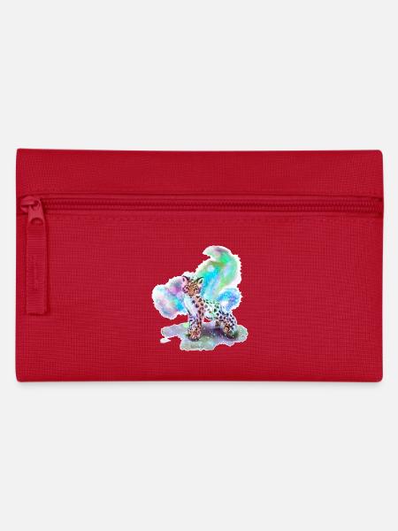 Schneeleopard - Federtasche - Rot