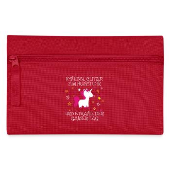 Einhorn - Glitzer zum Frühstück - Federtasche - Rot - Vorne