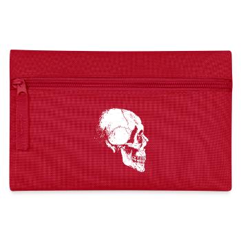 skeleton head - Pencil Case - red - Front