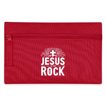 Jesus ist mein Fels in der Brandung - Federtasche - Rot - Vorne