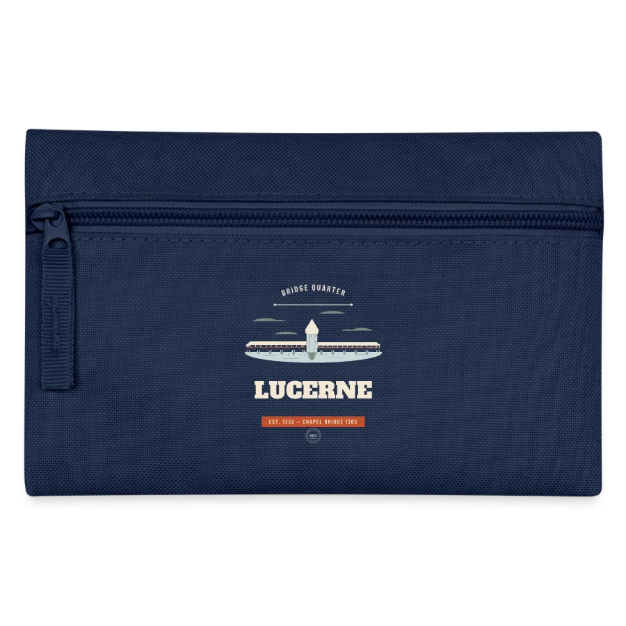 Lucerne badge on a pencil case, navy
