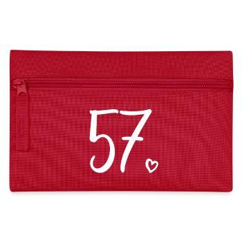 Cute Number 57, 57 Years Old, 57th Birthday Gift - Pencil Case - red - Front