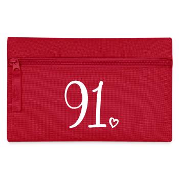 Cute Number 91, 91 Years Old, 91st Birthday Gift - Pencil Case - red - Front