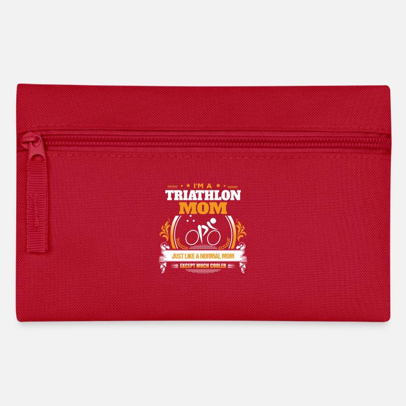 Triathlon Mom Shirt Geschenkidee - Federtasche - Rot