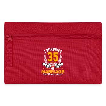 Ich habe 35 Jahre Ehe überlebt 35.Hochzeitstag - Federtasche - Rot - Vorne