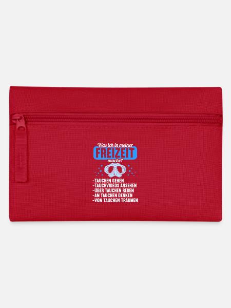 was ich in Freiteit mache Tauchen Tauch Taucher - Federtasche - Rot