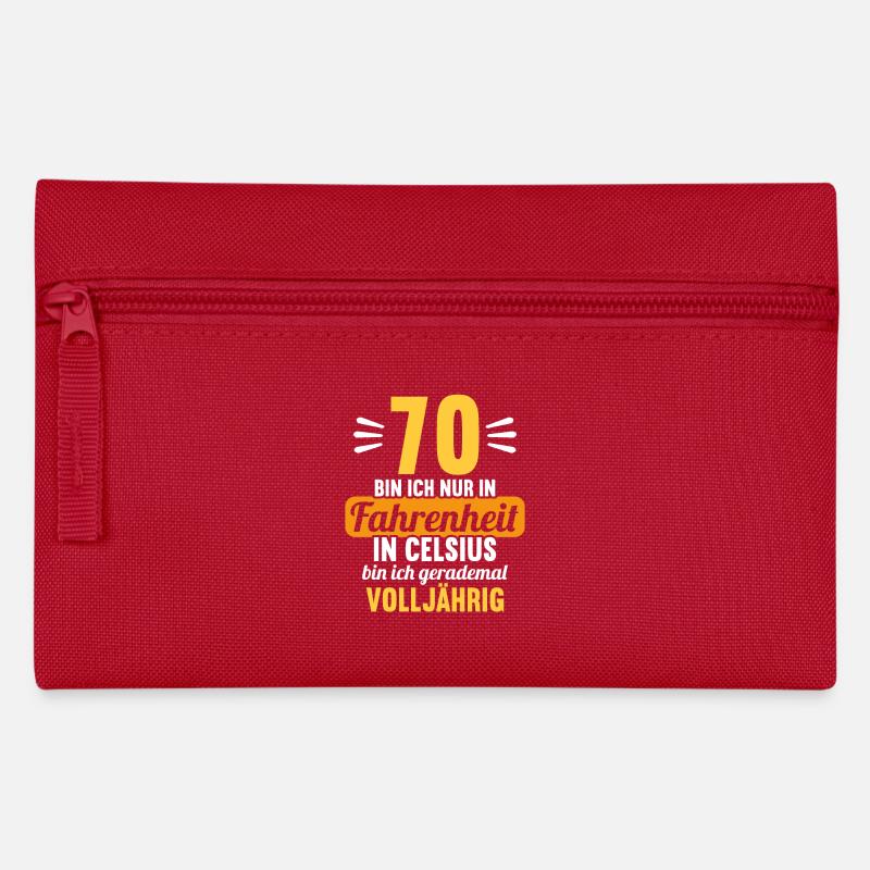 70 bin ich in Fahrenheit in Celsius 70 Geburtstag - Federtasche - Rot