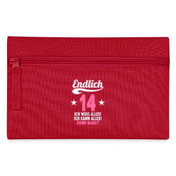 14 Jahre ich weiß kann alles Äh mama 14 Geburtstag - Federtasche - Rot - Vorne