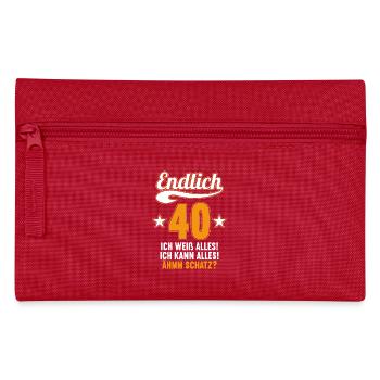 Endlich 40 weiß kann alles Äh Schatz 40 Geburtstag - Federtasche - Rot - Vorne