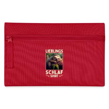 Faultier Lieblings Schlafshirt Müde Pyjama Schlaf - Federtasche - Rot - Vorne
